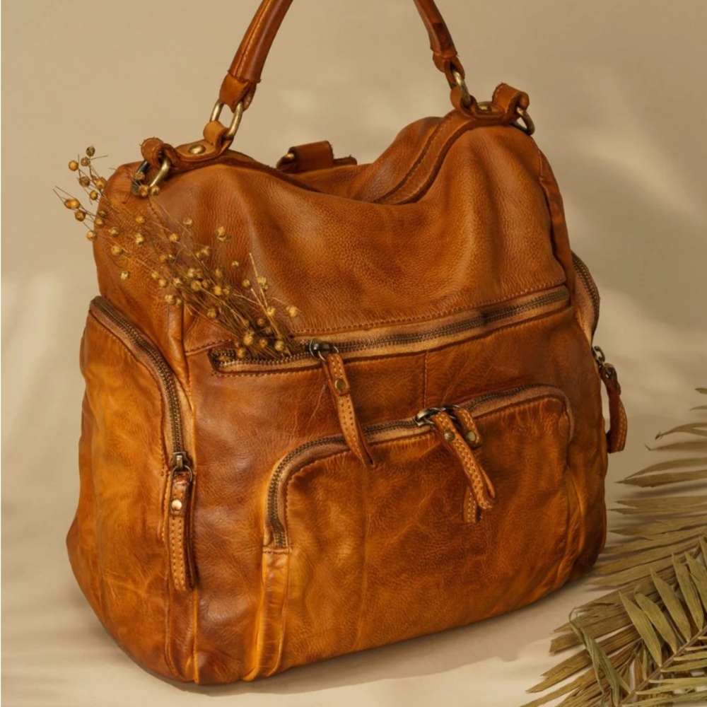 Lusher Quest Backpack/ Top-Handle Bag in Cognac